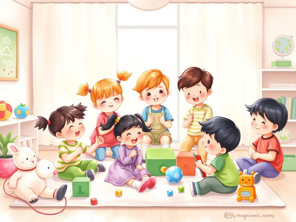 Children playing together with colorful toys